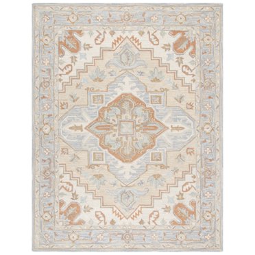 SAFAVIEH Heritage York Oriental Wool Area Rug, Ivory/Light Blue, 6' x 6 ...