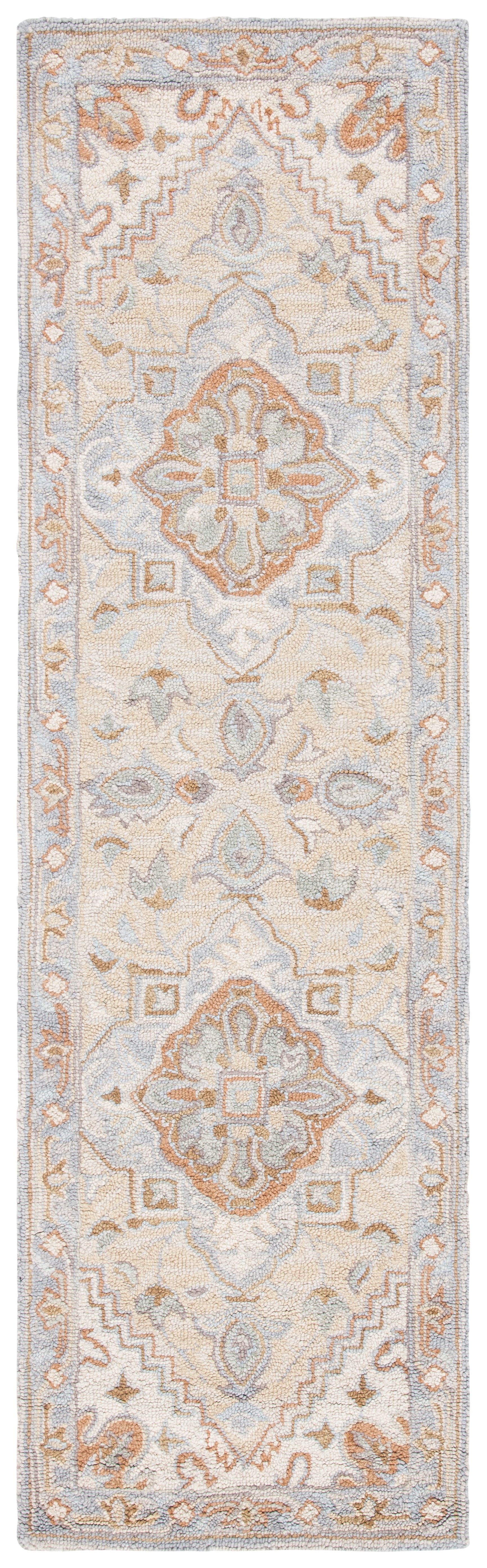Hand-Tufted Beige and Grey Wool Runner Rug, 2'3" x 8'