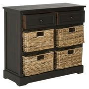 SAFAVIEH Herman 2-Drawer Storage Unit with 4 Wicker Baskets, Brown