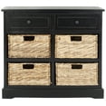 thumbnail image 1 of SAFAVIEH Herman 2-Drawer Storage Unit with 4 Wicker Baskets, Distressed Black, 1 of 5