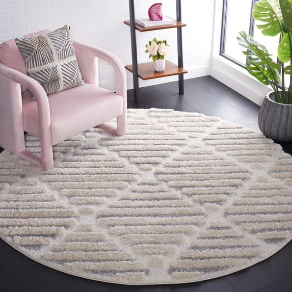 Safavieh Hi-Lo Abby Diamond Shag Area Rug, Beige/Gray, 6'7" x 6'7" Round