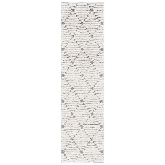 SAFAVIEH Hi-Lo Abby Diamond Shag Runner Rug, Grey/Beige, 2'2" x 8'