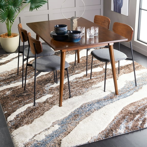 Safavieh Hi-Lo Almira Abstract Shag Area Rug, Brown/Beige Blue, 9' x 12'