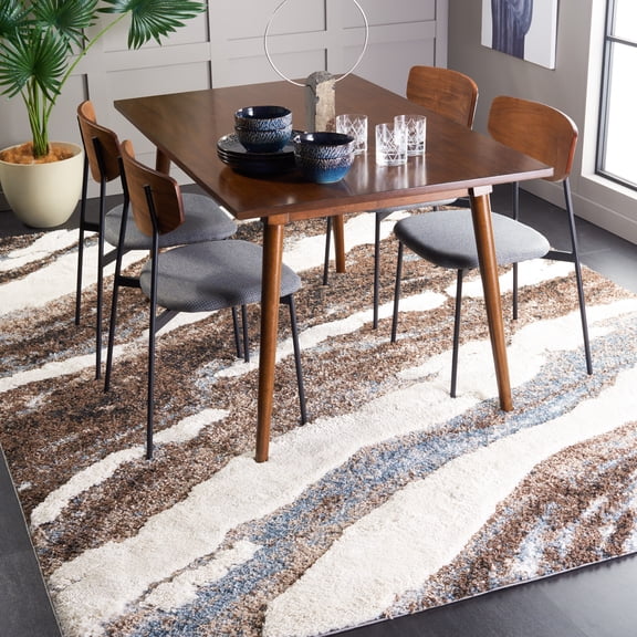 Safavieh Hi-Lo Almira Abstract Shag Area Rug, Brown/Beige Blue, 9' x 12'