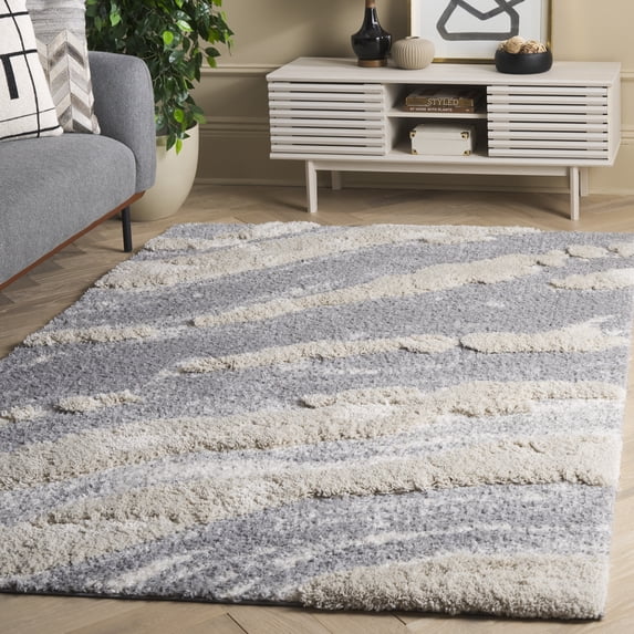 Safavieh Hi-Lo Almira Abstract Shag Area Rug, Gray/Light Beige, 5'3" x 7'6"