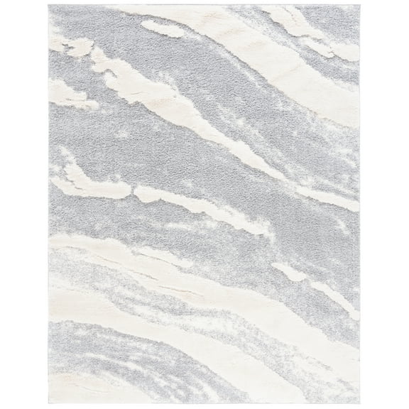 SAFAVIEH Hi-Lo Almira Abstract Shag Area Rug, Grey/Light Beige, 8' x 10'