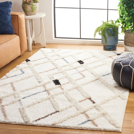 Safavieh Hi-Lo Greta Diamond Shag Area Rug, Light Beige/Beige, 5'3" x 7'6"