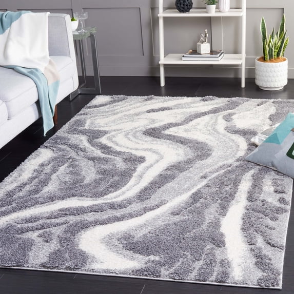 Safavieh Hi-Lo Hiren Abstract Shag Area Rug, Gray/Light Gray, 5'3" x 7'6"