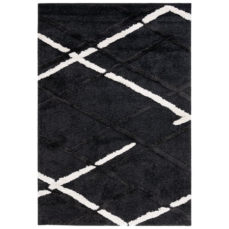 Safavieh Hi-Lo Proinsias Diamond Shag Area Rug, Charcoal/Ivory, 5'3" x 7'6"