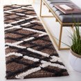 thumbnail image 1 of Safavieh Hi-Lo Proinsias Diamond Shag Runner Rug, Brown/Ivory Charcoal, 2'2" x 8', 1 of 6