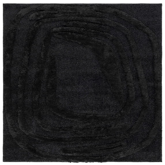 SAFAVIEH Hi-Lo Seamus Solid Shag Area Rug, Black, 3' x 3' Square
