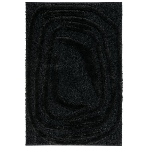 SAFAVIEH Hi-Lo Seamus Solid Shag Area Rug, Black, 5'3" x 7'6"