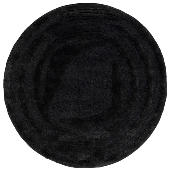 SAFAVIEH Hi-Lo Seamus Solid Shag Area Rug, Black, 6'7" x 6'7" Round
