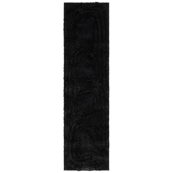 SAFAVIEH Hi-Lo Seamus Solid Shag Runner Rug, Black, 2'2" x 9'