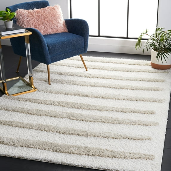 Safavieh Hi-Lo Tucker Striped Shag Area Rug, Beige, 5'3" x 7'6"