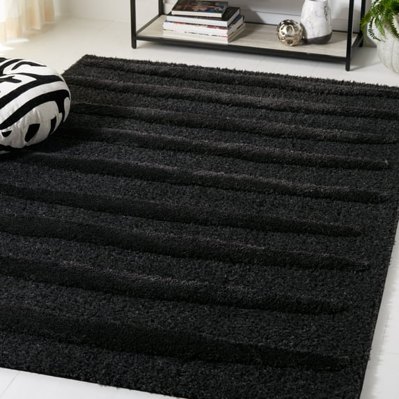 Safavieh Hi-Lo Tucker Striped Shag Area Rug, Charcoal, 6'7" x 6'7" Square