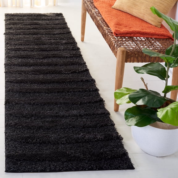 Safavieh Hi-Lo Tucker Striped Shag Runner Rug, Charcoal, 2'2" x 8'
