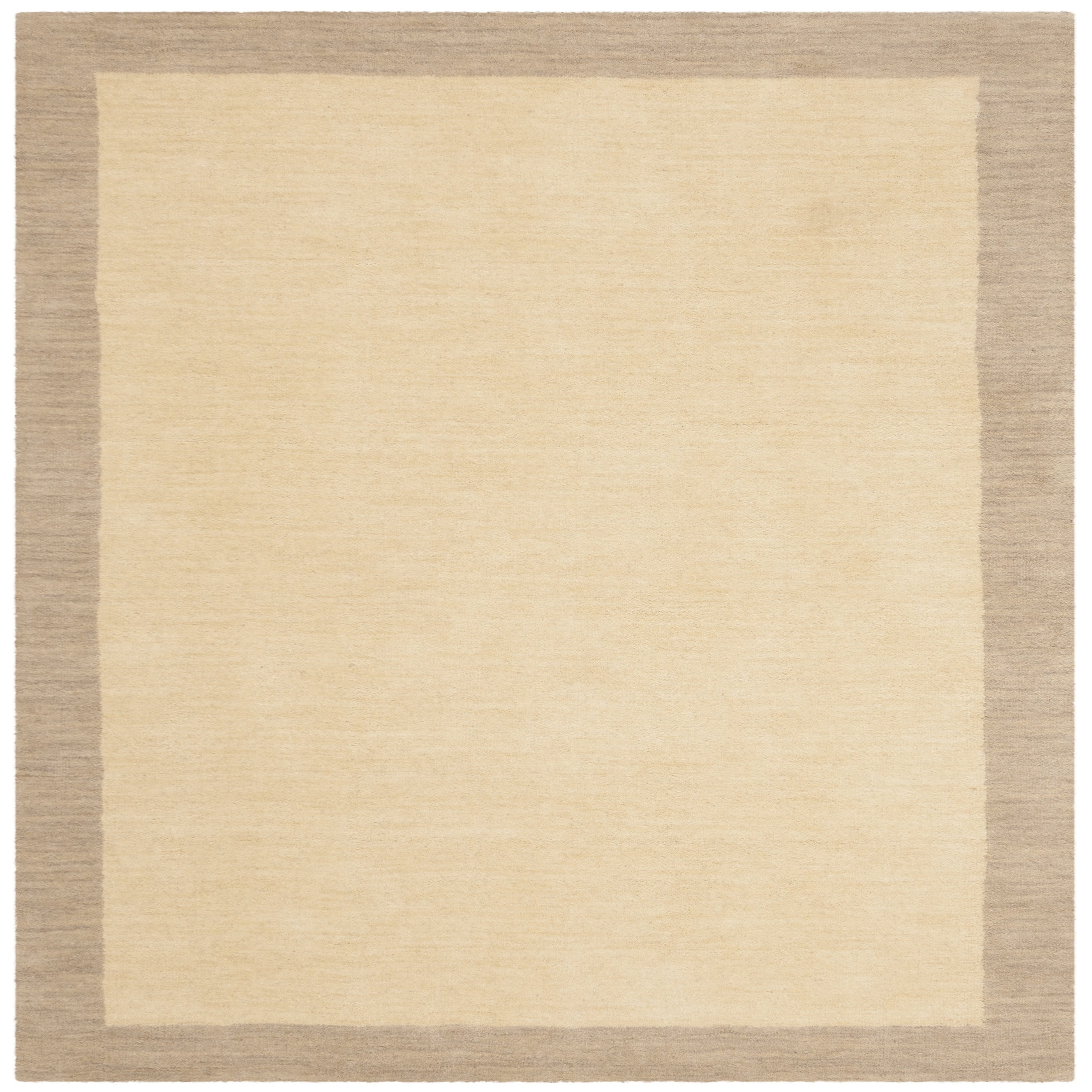Ivory and Beige Handmade Wool Square Area Rug