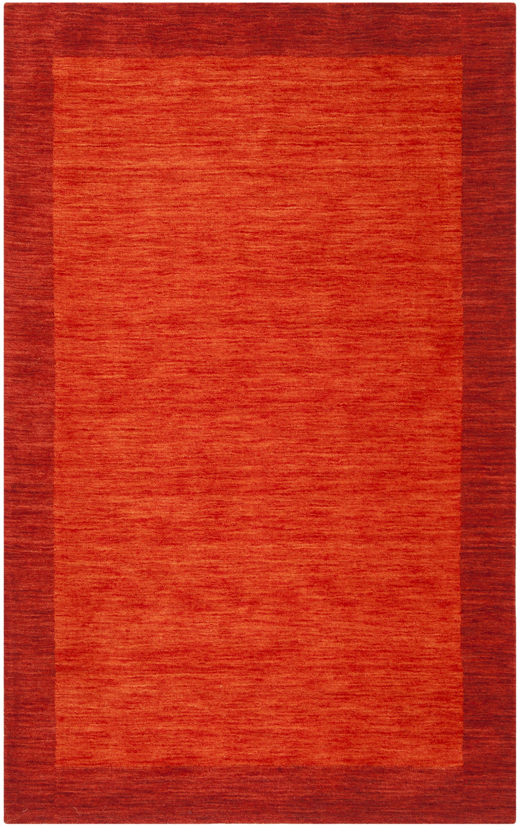 Handmade Red Wool 5'x8' Rectangular Area Rug