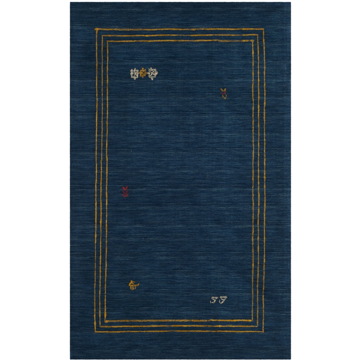 Handmade Blue Wool 4' x 6' Rectangular Area Rug