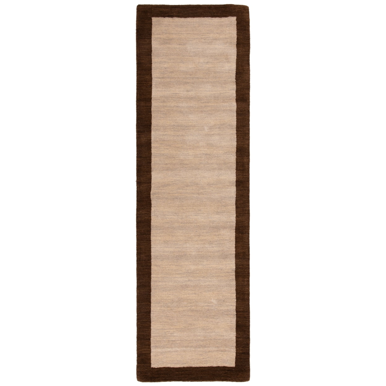 SAFAVIEH Himalaya Cenric Solid Wool Runner Rug, Beige/Dark Brown, 2'3 ...