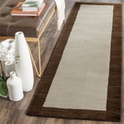 Safavieh Himalaya Cenric Solid Wool Runner Rug, Beige/Dark Brown, 2'3" x 8'