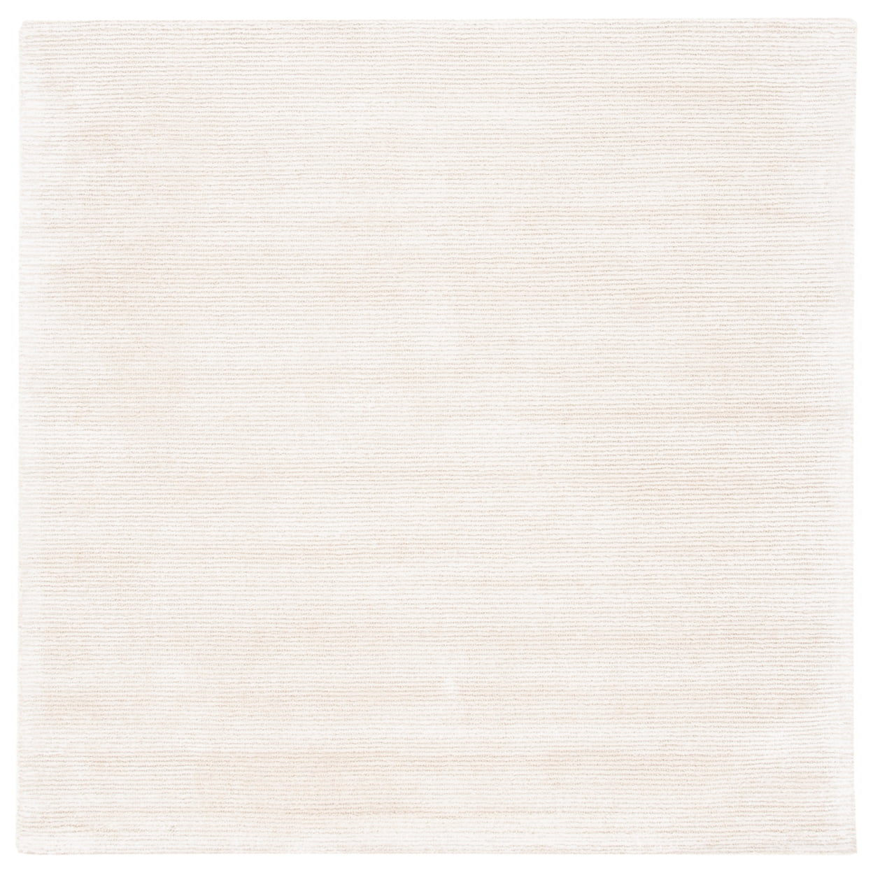 Hand-Loomed Beige Wool & Viscose 4' Square Accent Rug