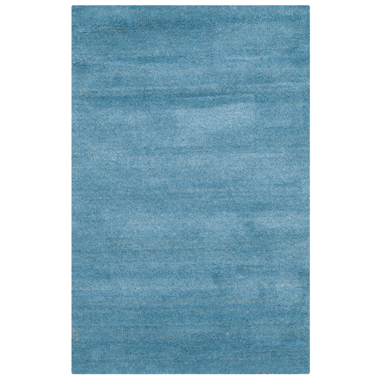 Handmade Coastal Blue Solid Wool Rectangular Accent Rug