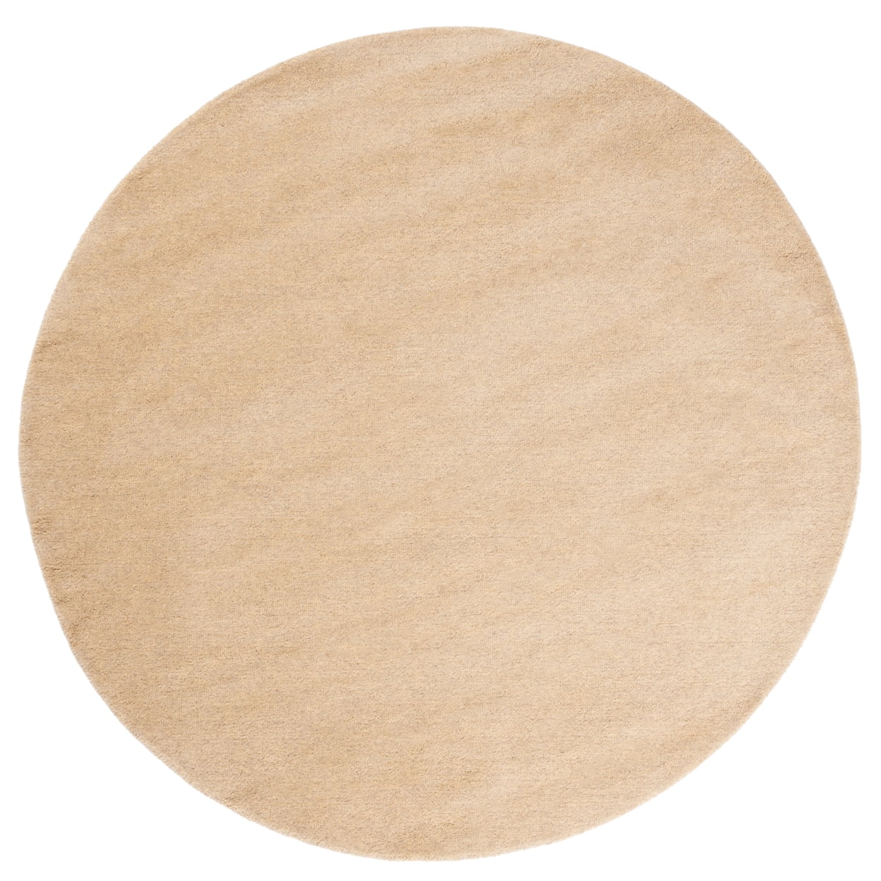 Beige Round Hand-Tufted Wool Area Rug, 6'