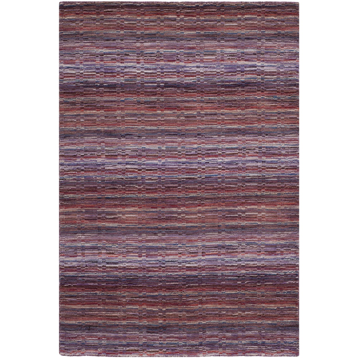 Handmade Red and Purple Wool Rectangular Area Rug 4' x 6'