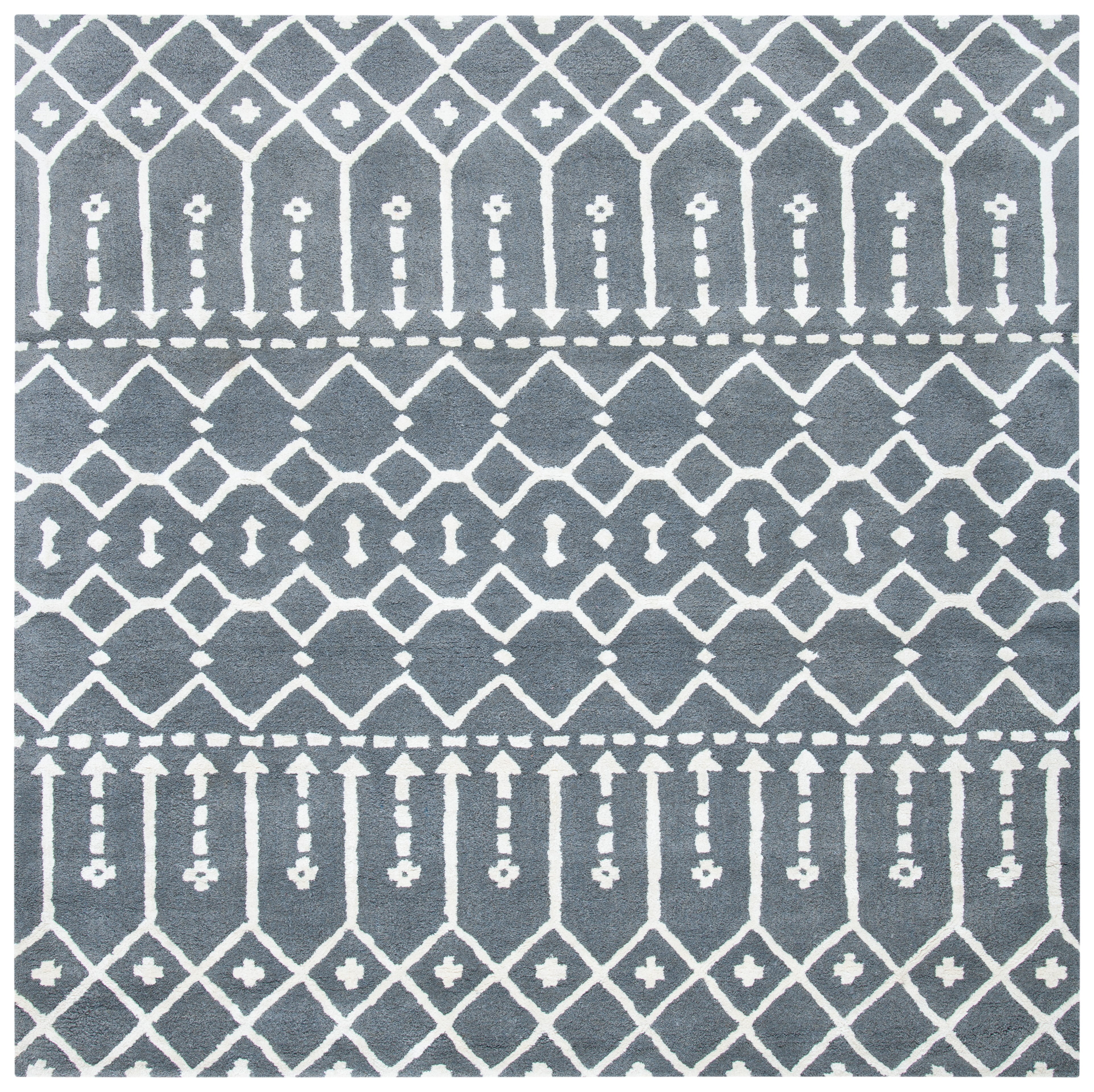 SAFAVIEH Himalaya Darin Geometric Wool Area Rug, Grey/Ivory, 6' x 6' Square