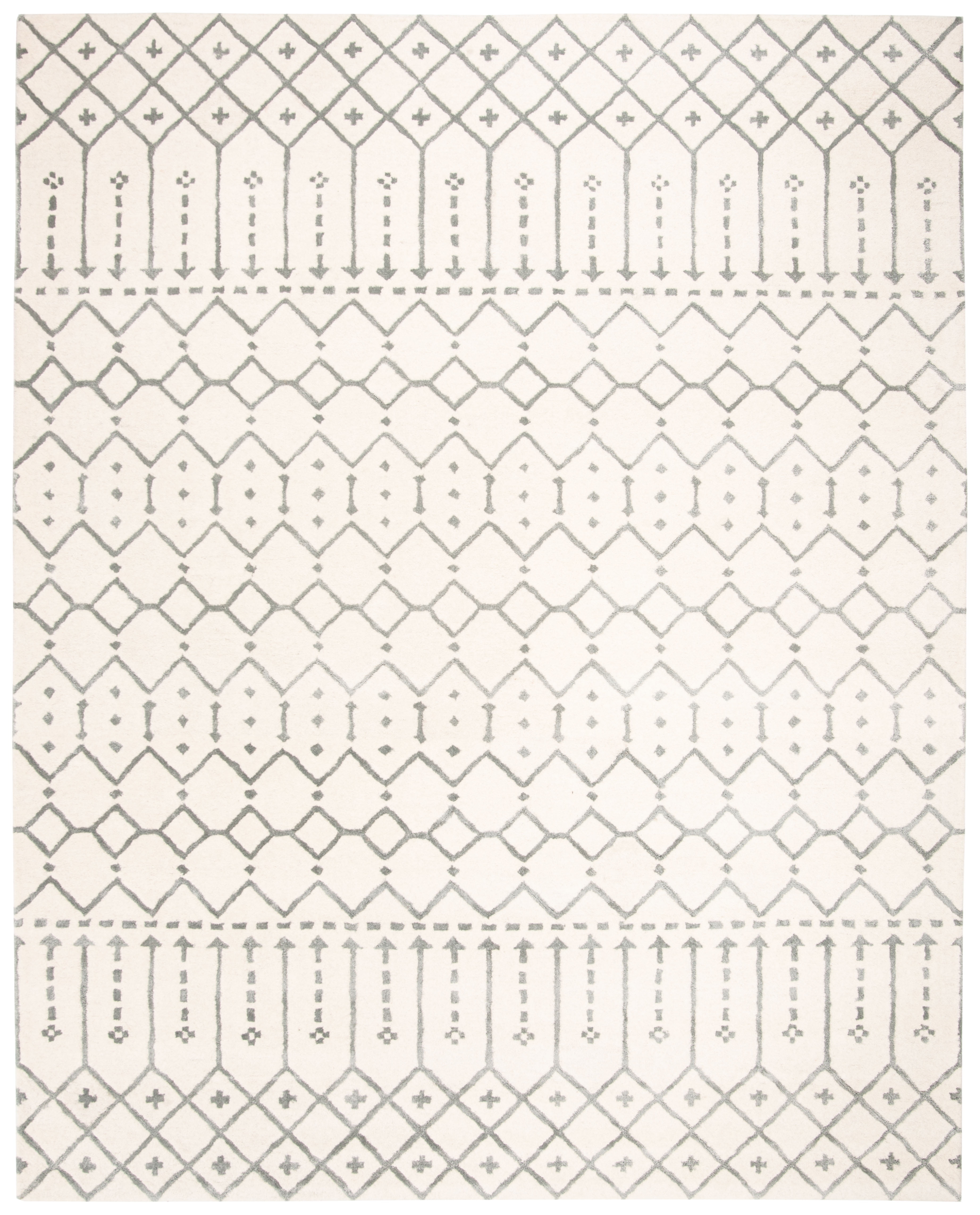 SAFAVIEH Himalaya Darin Geometric Wool Area Rug, Ivory/Grey, 11' x 15'