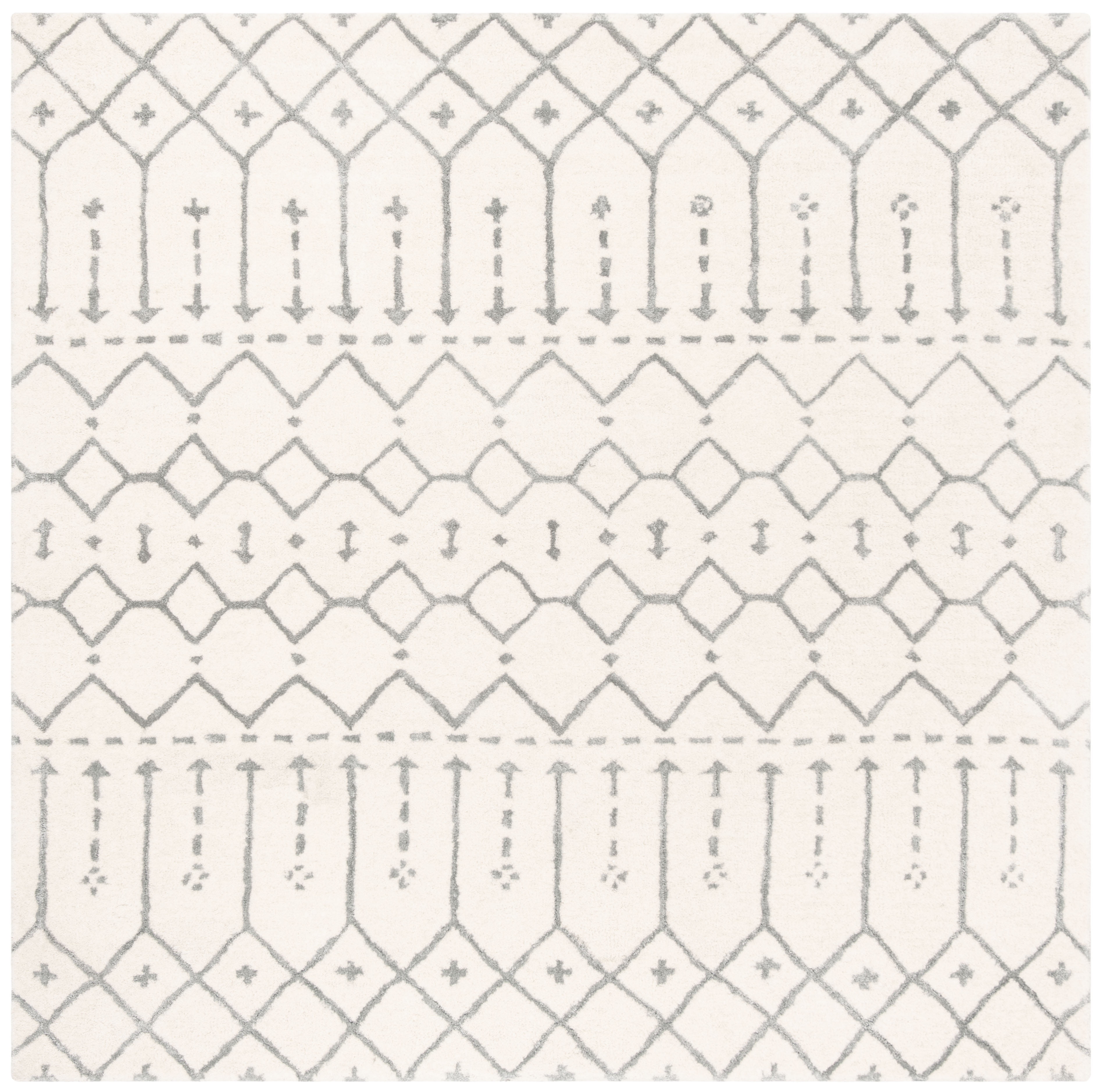 SAFAVIEH Himalaya Darin Geometric Wool Area Rug, Ivory/Grey, 8' x 8' Square