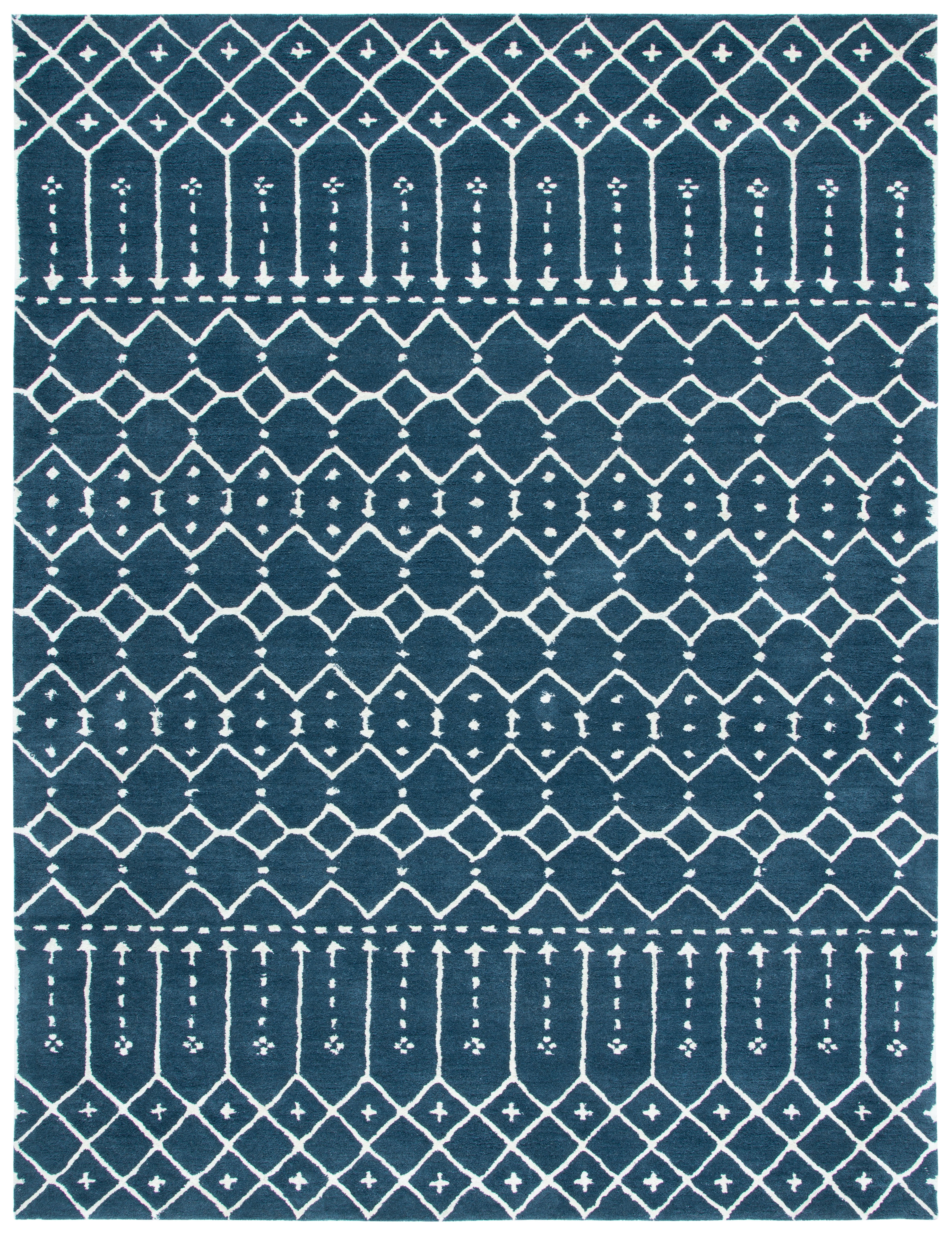 SAFAVIEH Himalaya Darin Geometric Wool Area Rug, Navy/Ivory, 8' x 10'