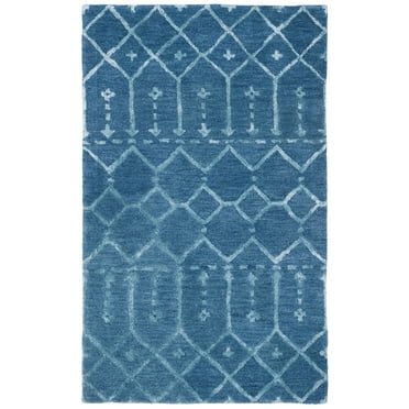 SAFAVIEH Himalaya Darin Geometric Wool Area Rug, Navy/Silver, 2' x 3'