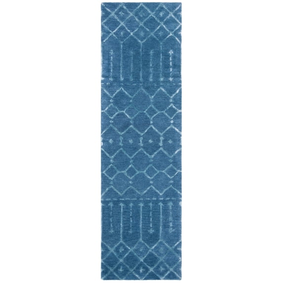 SAFAVIEH Himalaya Darin Geometric Wool Runner Rug, Navy/Silver, 2'3" x 16'