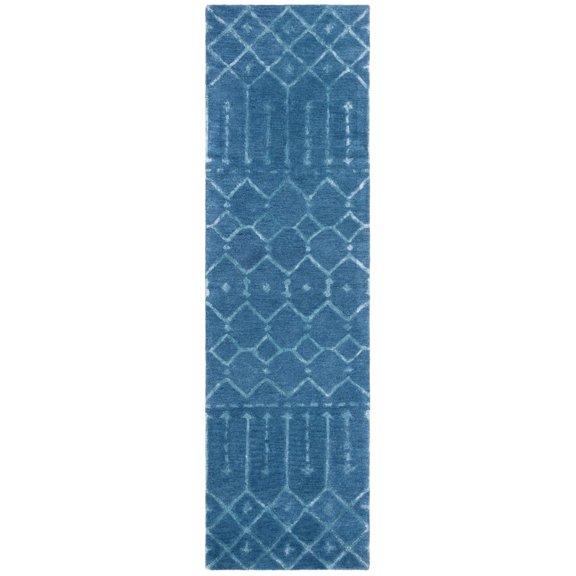 SAFAVIEH Himalaya Darin Geometric Wool Runner Rug, Navy/Silver, 2'3" x 16'