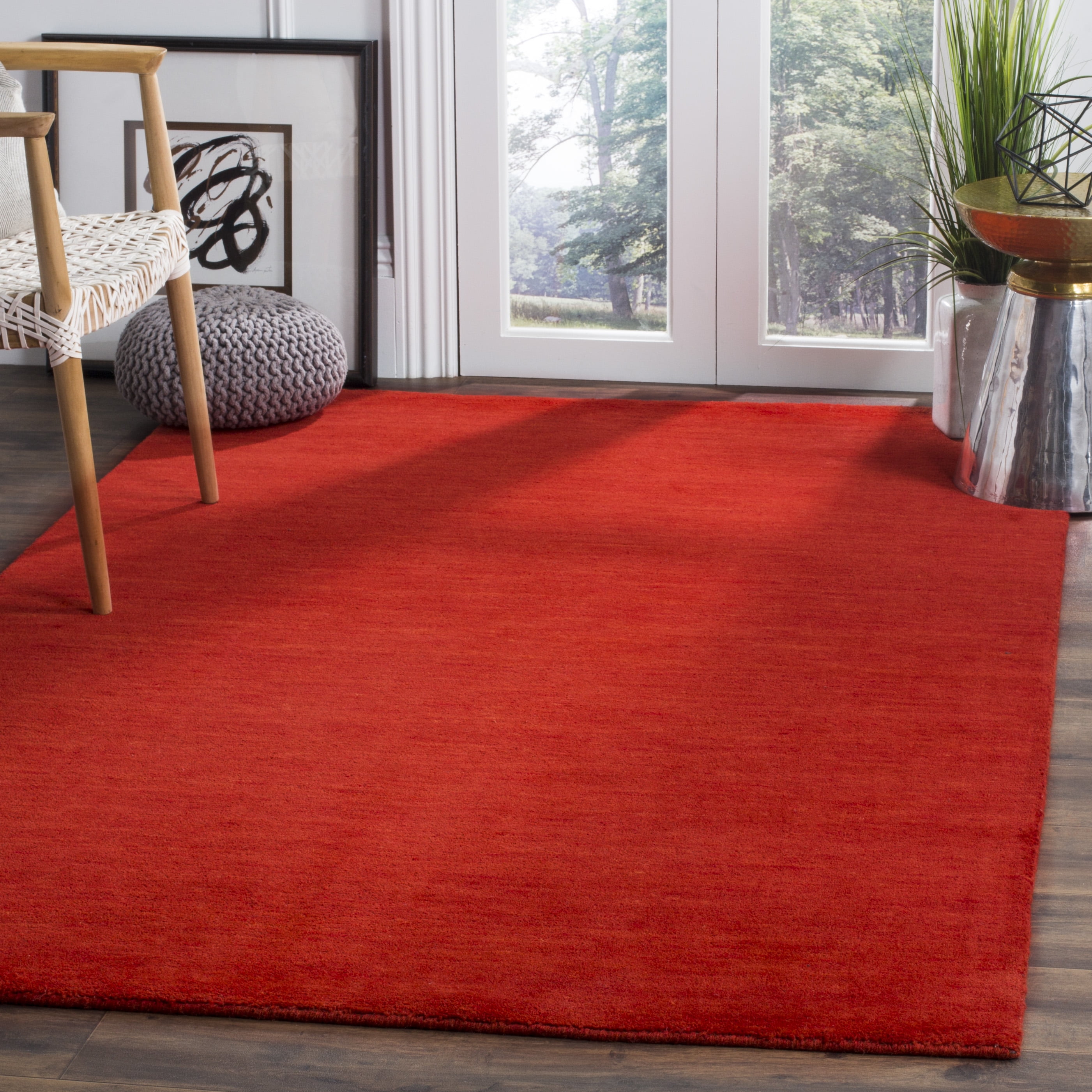 Himalaya Red Hand-Knotted Wool Area Rug, 6' x 9'