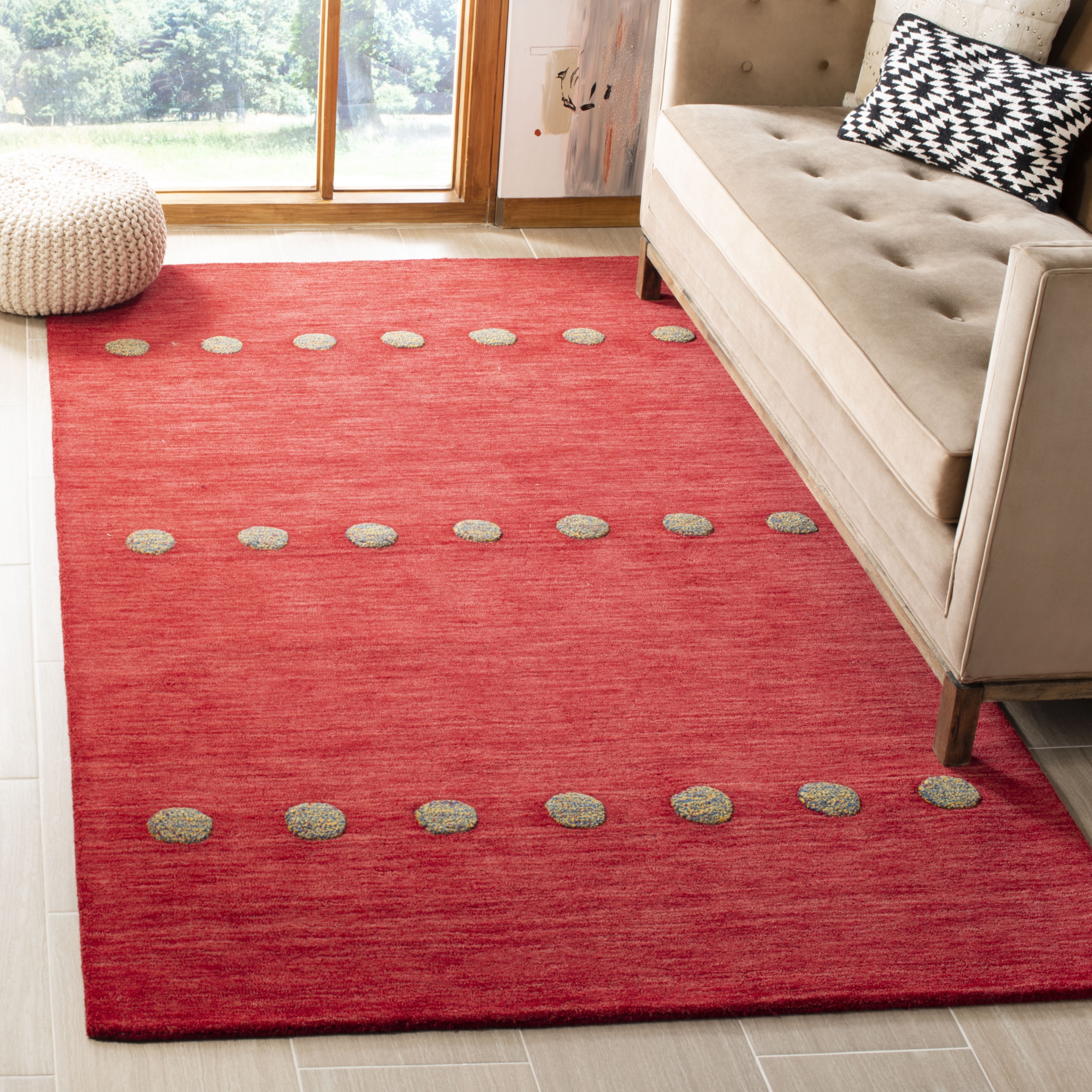 Transitional Red Wool 3' x 5' Hand-Knotted Area Rug
