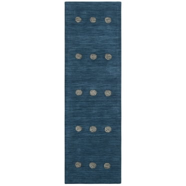 SAFAVIEH Himalaya Derbhile Solid Wool Runner Rug, Blue, 2'3" x 6'