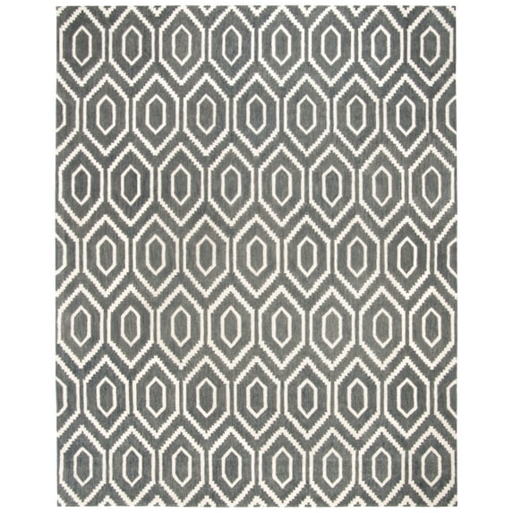 SAFAVIEH Himalaya Diarmait Geometric Wool Area Rug, Dark Grey/Ivory, 9' x 12'