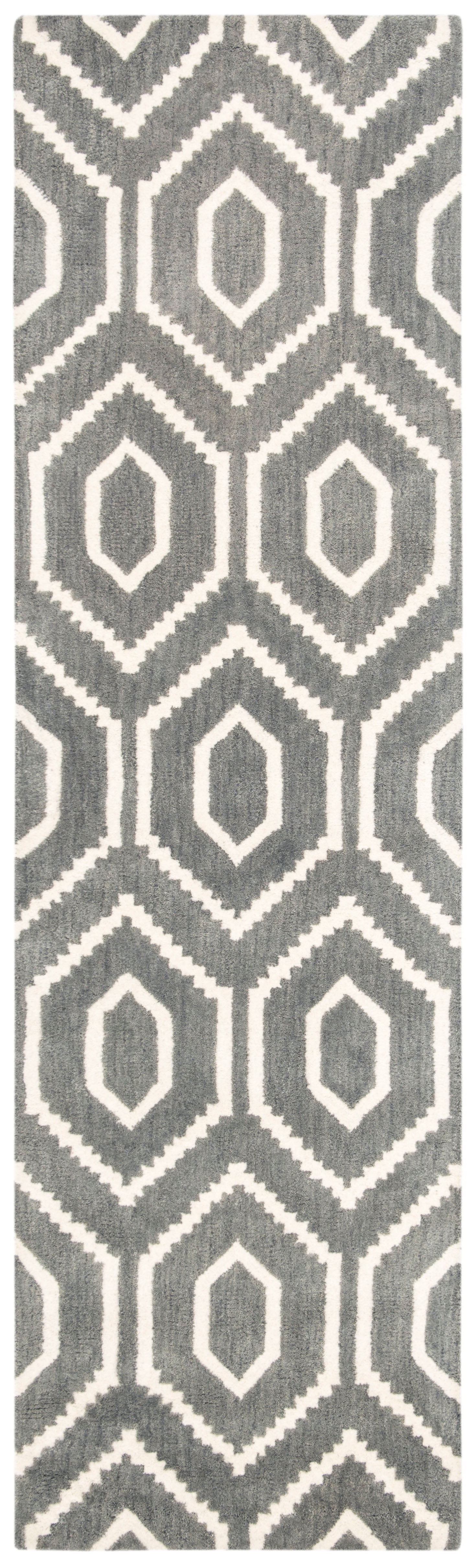 SAFAVIEH Himalaya Diarmait Geometric Wool Runner Rug, Dark Grey/Ivory, 2'3" x 6'
