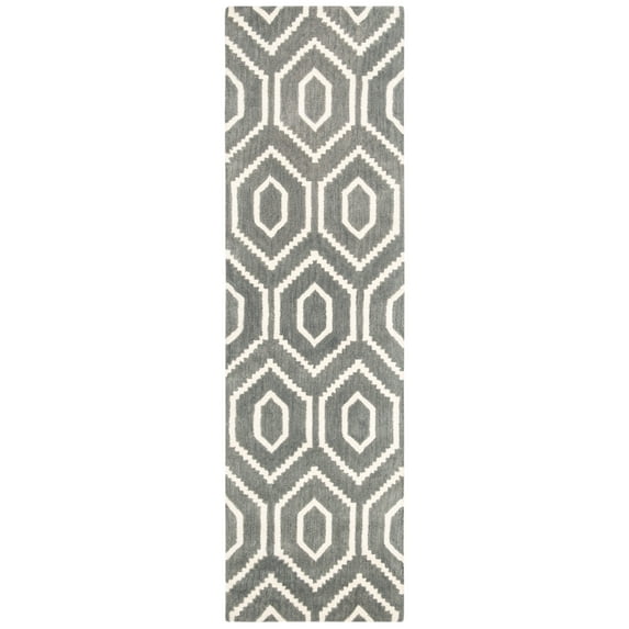 SAFAVIEH Himalaya Diarmait Geometric Wool Runner Rug, Dark Grey/Ivory, 2'3" x 6'