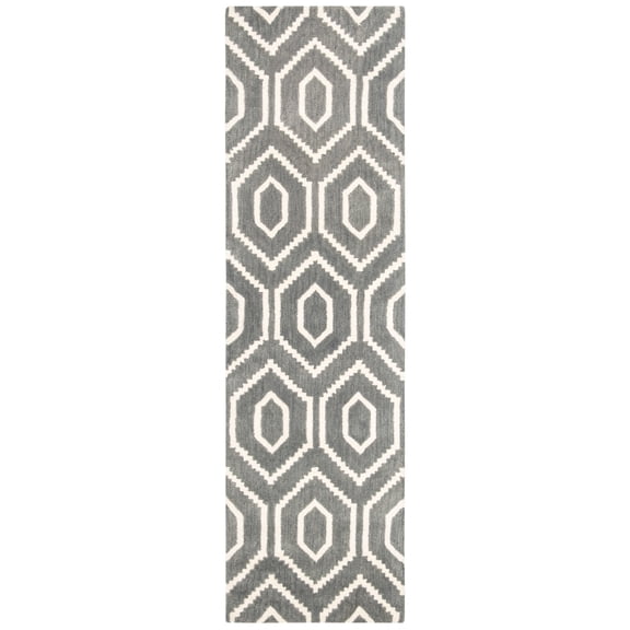 SAFAVIEH Himalaya Diarmait Geometric Wool Runner Rug, Dark Grey/Ivory, 2'3" x 6'