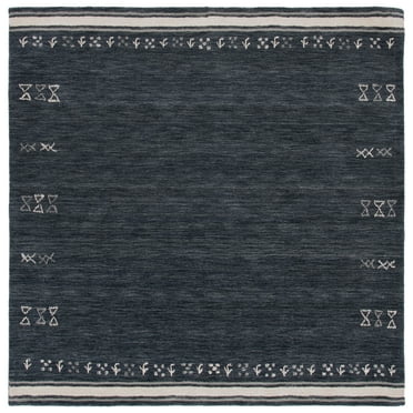 SAFAVIEH Himalaya Dorothea Solid Wool Area Rug, Charcoal, 6' x 6' Square