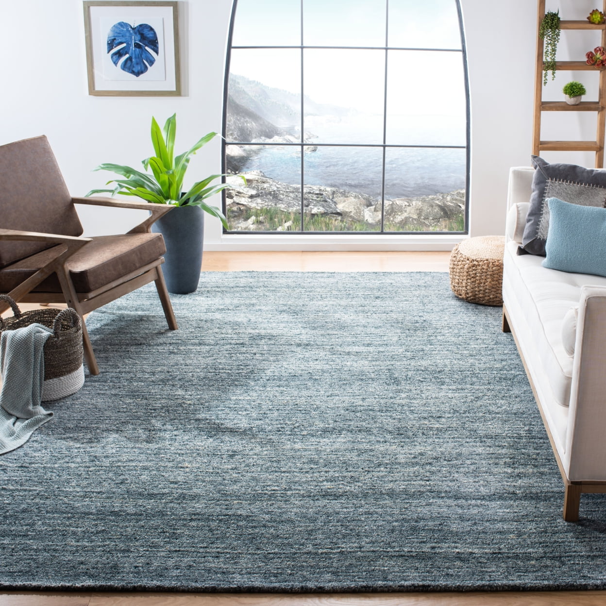 Handmade Tufted Blue and Gold Wool 6' x 9' Area Rug
