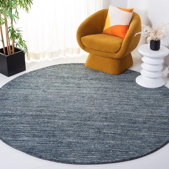 Safavieh Himalaya Flanagan Solid Area Rug, Blue/Gold, 7' x 7' Round