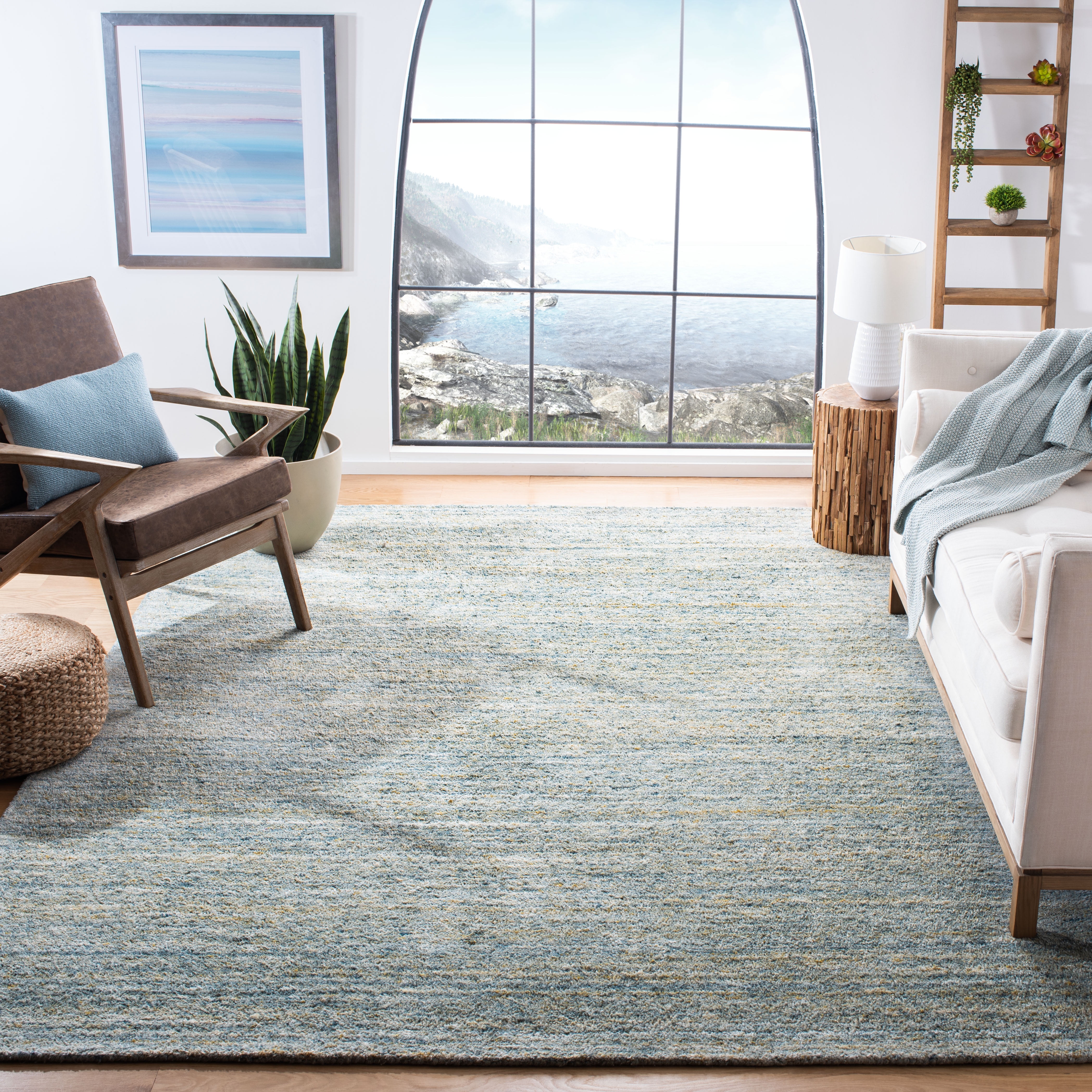 Safavieh Himalaya Flanagan Solid Area Rug, Blue/Olive, 10' x 14'
