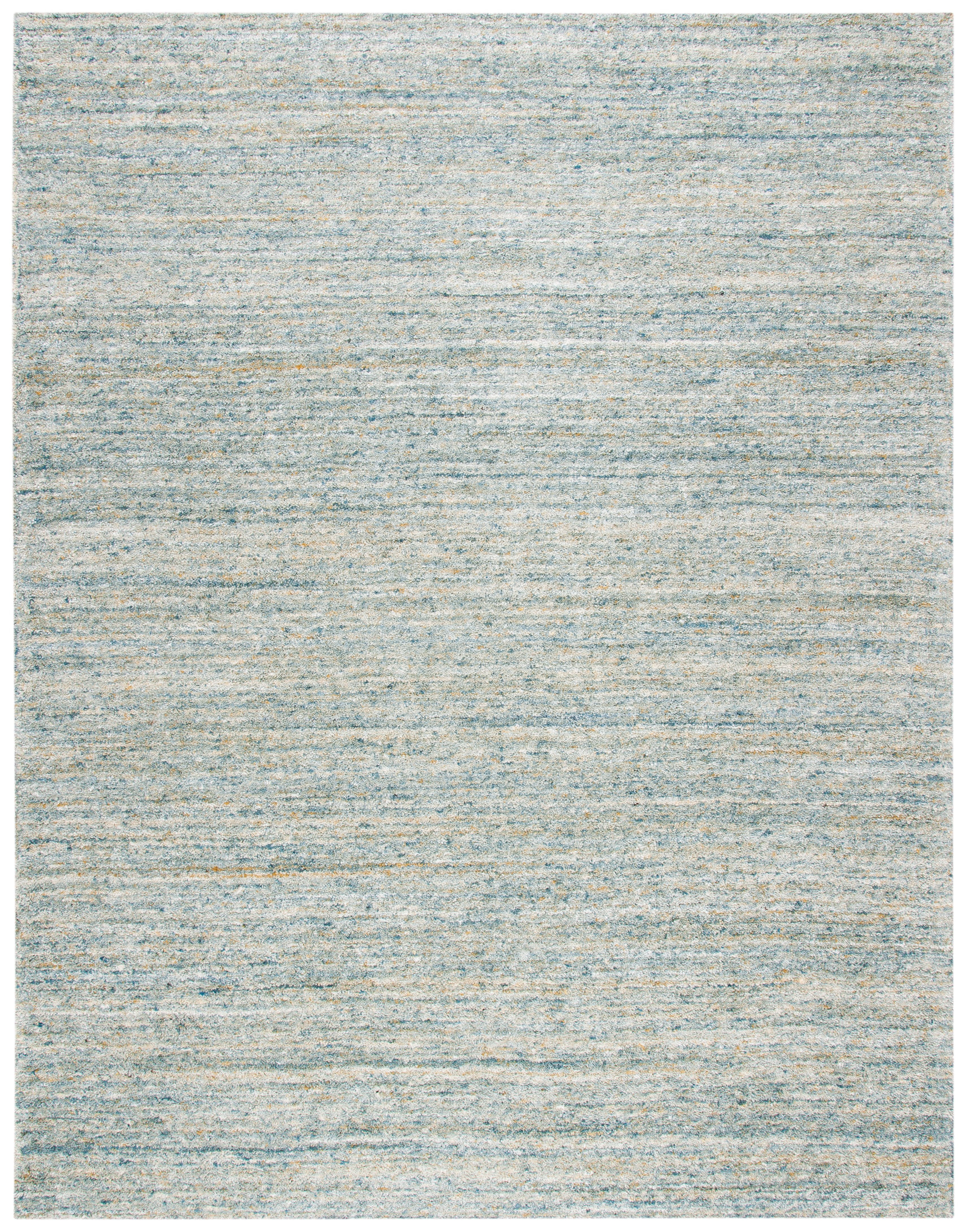 Handmade Blue and Olive Wool Tufted Rectangular Area Rug, 10' x 14'