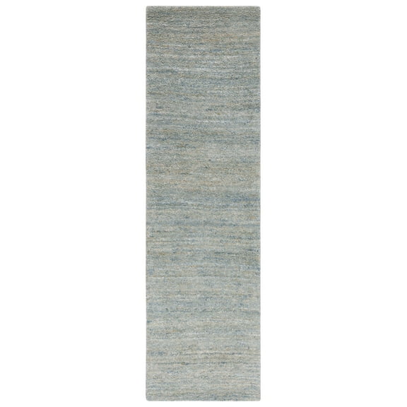 SAFAVIEH Himalaya Flanagan Solid Runner Rug, Blue/Olive, 2'3" x 6'